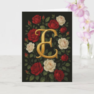 Enchanted Climbing Roses Initial “E” Card