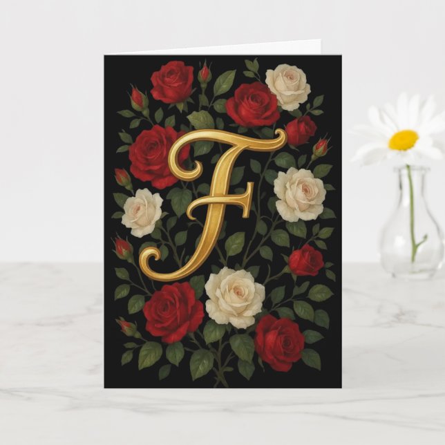  Enchanted Climbing Roses Initial “F”  Card (Small Plant)
