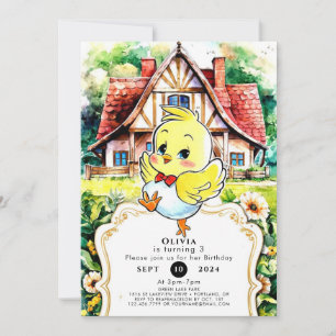 Enchanted Cottage Chicken Birthday Invitation