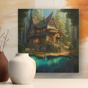 Enchanted Cottage With Swimming Pool Wood Wall Art