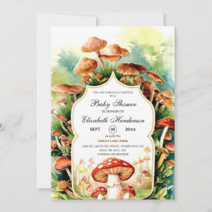 Enchanted Cottagecore Mushroom Baby Shower Invitation