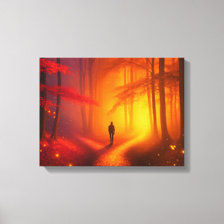 Enchanted Crossroads – Vibrant Autumn Forest Art P Canvas Print