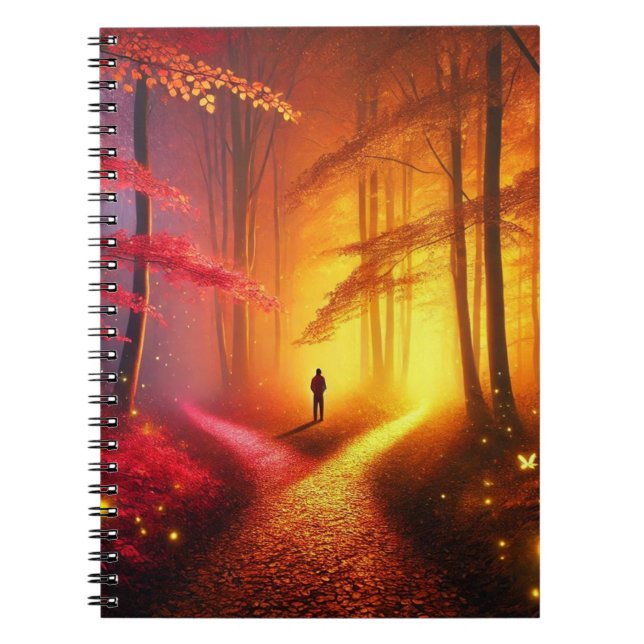 Enchanted Crossroads – Vibrant Autumn Forest Art P Notebook (Front)