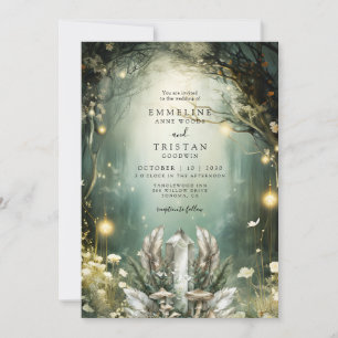 Enchanted Crystal Forest Garden Green Wedding Invitation