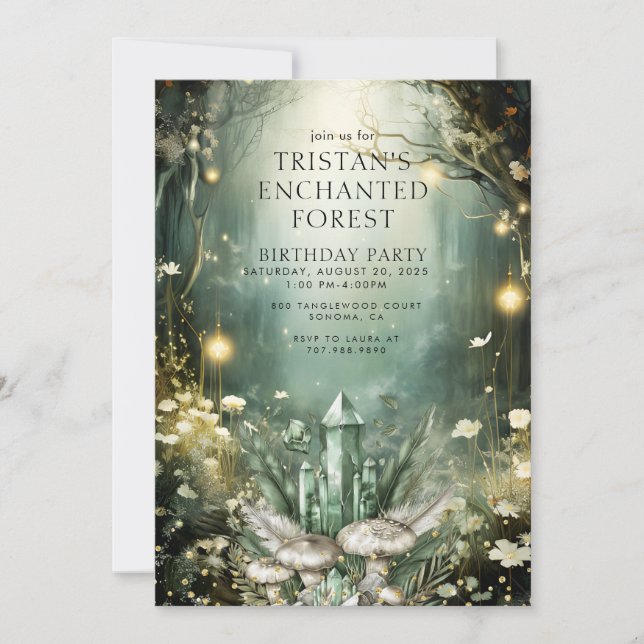 Enchanted Crystal Forest Kid's Birthday Party Invitation (Front)