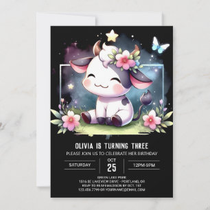 Enchanted Custom Cow Birthday Invitation
