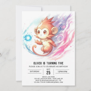 Enchanted Custom Monkey Birthday Invitation