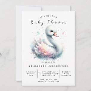 Enchanted Custom Swan Baby Shower Invitation