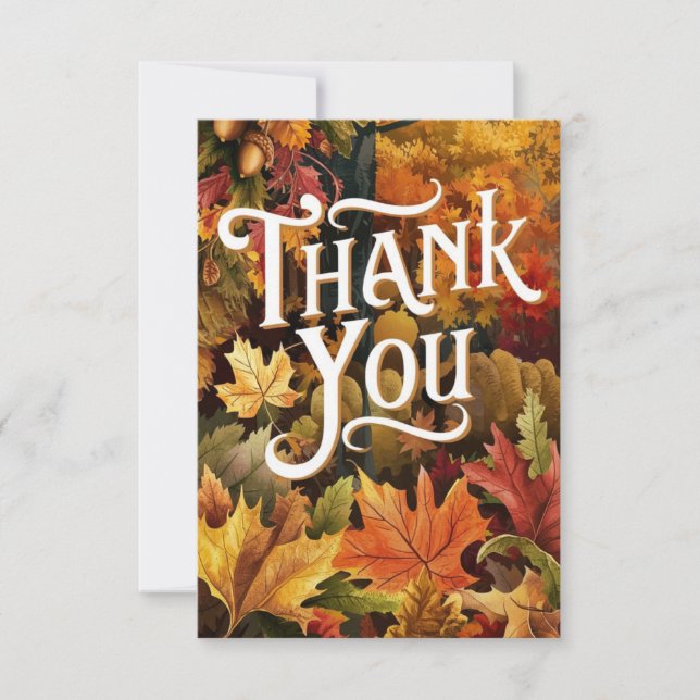 Enchanted Cute Autumn Fall Thank You Card (Front)