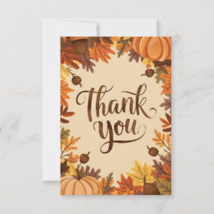 Enchanted Cute Autumn Fall Thank You Card