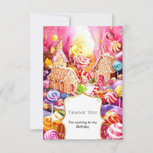 Enchanted Cute Candyland Birthday Thank You Card