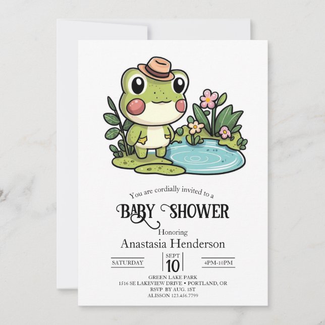 Enchanted Cute Frog Baby Shower Invitation (Front)
