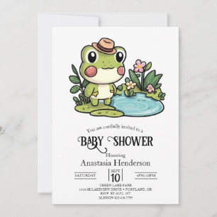 Enchanted Cute Frog Baby Shower Invitation