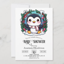 Enchanted Cute Penguin Baby Shower