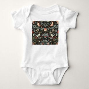 Enchanted Dark Vintage Floral Birds Baby Bodysuit