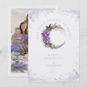 Enchanted Delicate Winter Moon Poinsettia TMF26 Holiday Card