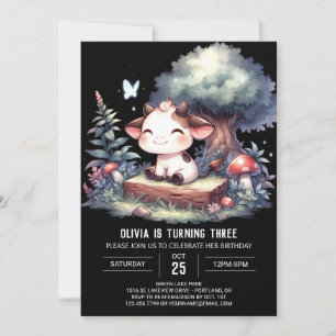 Enchanted Digital Cow Birthday Invitation
