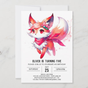 Enchanted Digital Fox Birthday Invitation