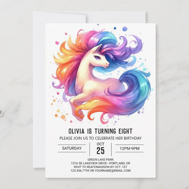 Enchanted Digital Horse Birthday  Invitation (Front)