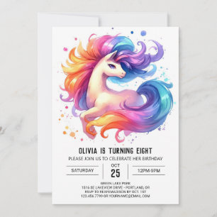 Enchanted Digital Horse Birthday  Invitation