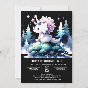Enchanted Dinosaur Triceratops Birthday Invitation