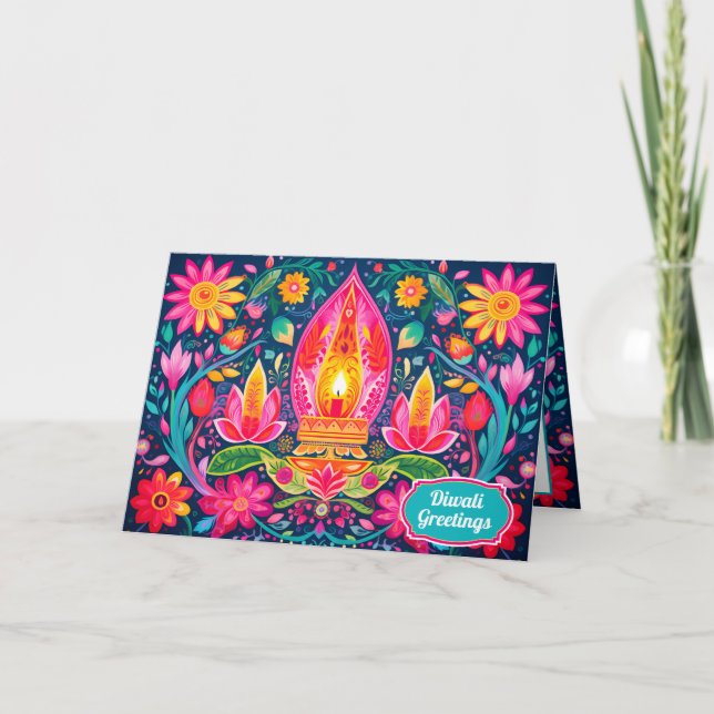 Enchanted Diwali Gardens Holiday Card (Front)