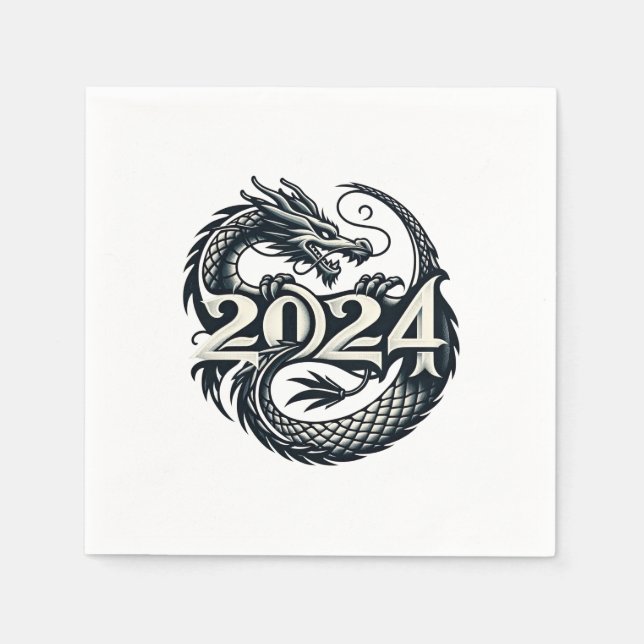 Enchanted dragon embracing 2024 napkin (Front)