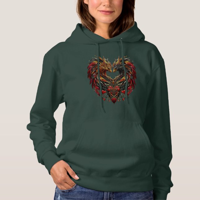 Enchanted Dragon Stain Glass Design Hoodie (Front)