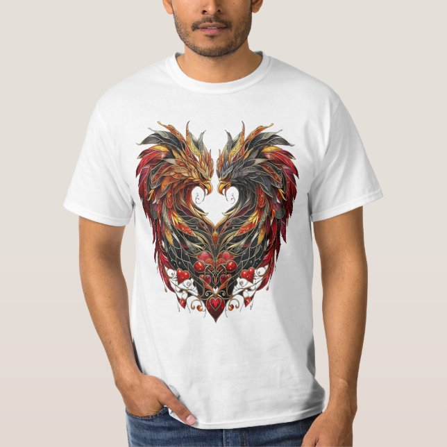 Enchanted Dragon Stain Glass Design T-Shirt (Front)