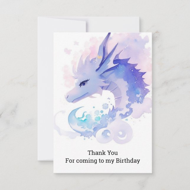 Enchanted Dragon's Birthday Dreamland Thank You Card (Front)