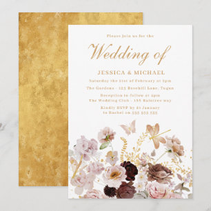 Enchanted Dream: Blush Gold Magical Floral Wedding Invitation