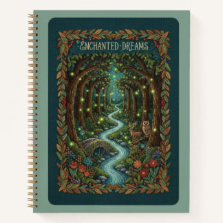 Enchanted Dreams Embroidered Mystical Forest Notebook