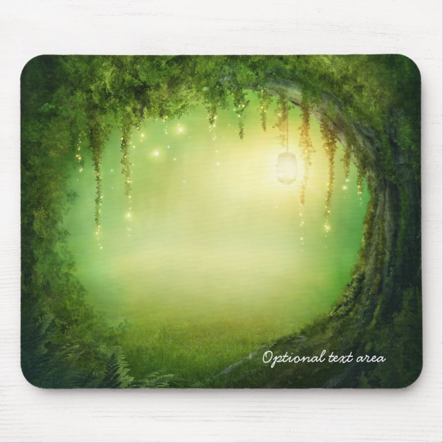 Enchanted Dreamy Forest & Lights Rustic Custom Mouse Mat (Front)