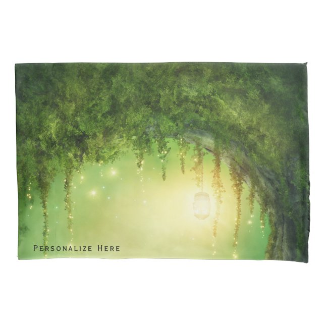 Enchanted Dreamy Forest & Lights Rustic Custom Pillowcase (Front)