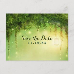 Enchanted Dreamy Forest Rustic Save the Date Announcement Postcard