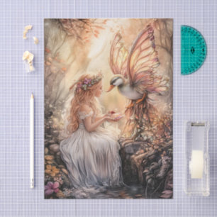 Enchanted Duck Fairy Girl Decoupage Tissue Paper