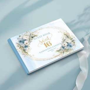 Enchanted Dusty Blue Greenery Sweet Sixteen Guest Book