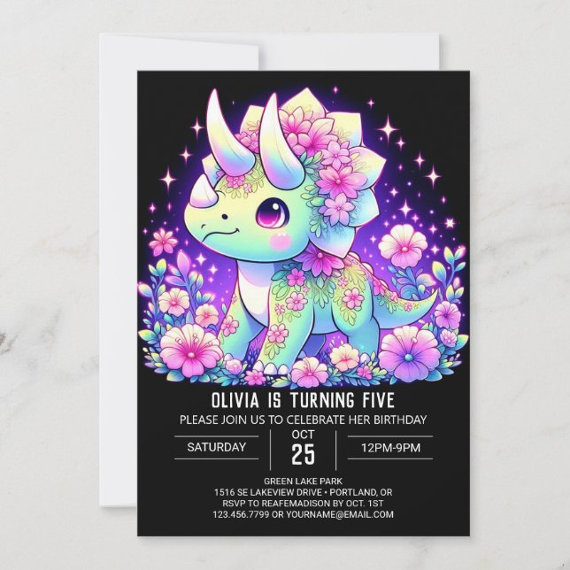 Enchanted Editable Dinosaur Digital Birthday Invitation (Front)