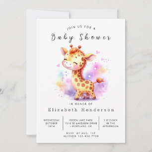 Enchanted Editable Giraffe Baby Shower Invitation