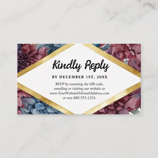 Enchanted Elegance Jewel-Toned Floral Wedding Enclosure Card (Front)