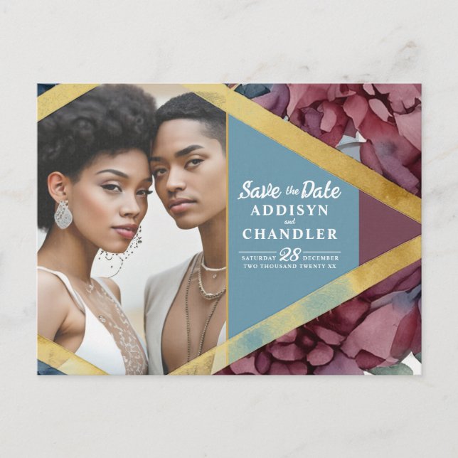 Enchanted Elegance Jewel-Toned Floral Wedding Holiday Postcard (Front)