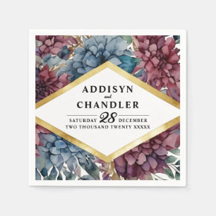 Enchanted Elegance Jewel-Toned Floral Wedding Napkin