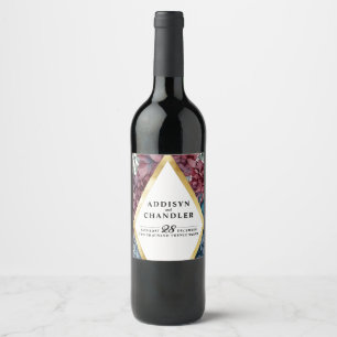 Enchanted Elegance Jewel-Toned Floral Wedding Wine Label