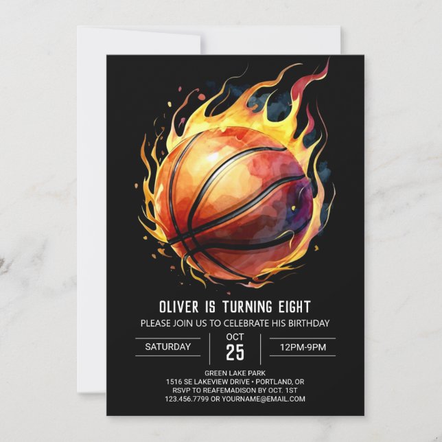 Enchanted Elegant Sport Basketball Birthday Invitation (Front)