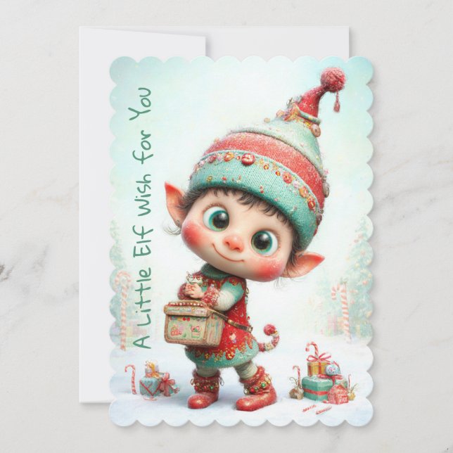 Enchanted Elf | North Pole Christmas Magic Holiday Card (Front)