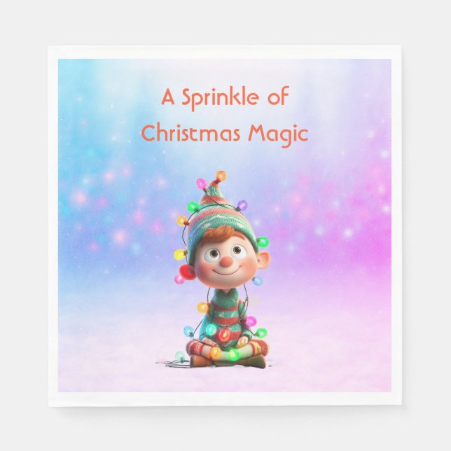 Enchanted Elf | North Pole Christmas  Napkin (Front)