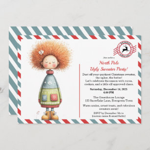 Enchanted Elf North Pole Ugly Sweater Party Invitation