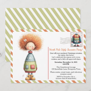 Enchanted Elf North Pole Ugly Sweater Party Invitation