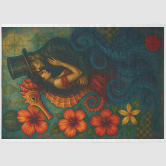 Enchanted Embrace – Fantasy Steampunk Decoupage  Tissue Paper (Front)