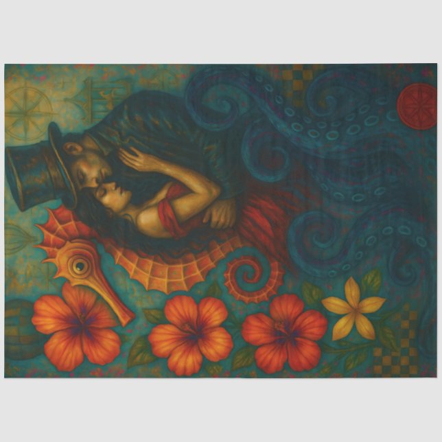 Enchanted Embrace – Fantasy Steampunk Decoupage  Tissue Paper (Front)